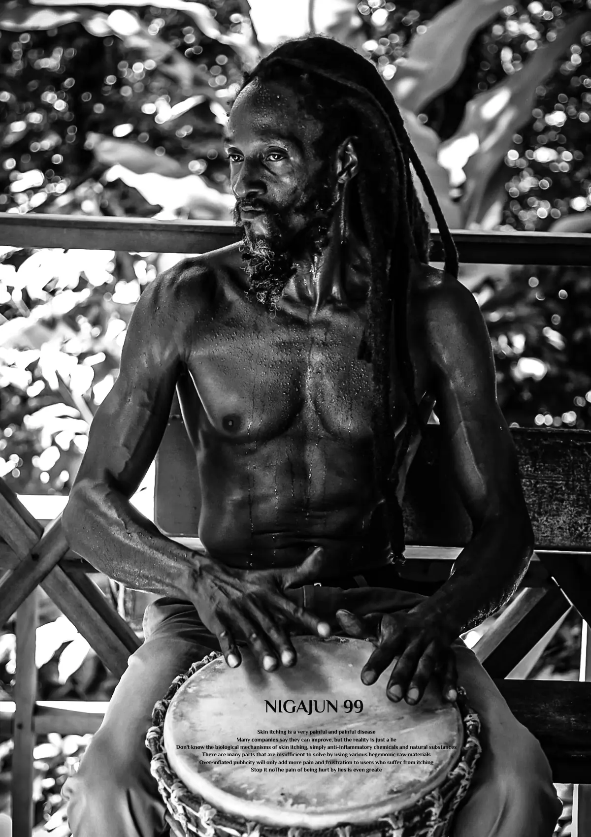 NIGAJUN 99 editorial portrait with a drum